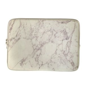 White Marble Print 13” Laptop Case With Zipper